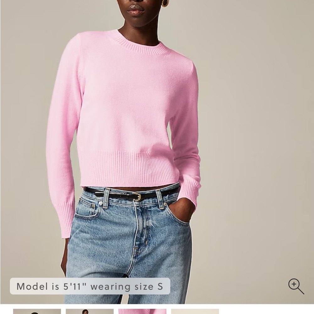 Cashmere shrunken crewneck sweater